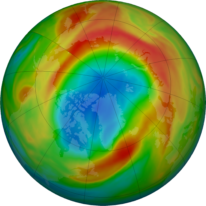 Arctic ozone map for 22 March 2020